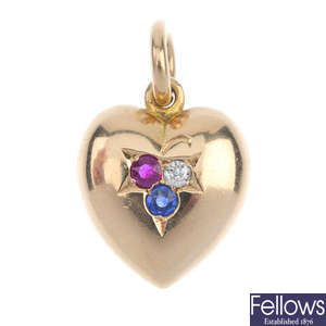 A gem-set heart pendant.