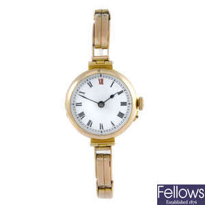 A lady's 9ct yellow gold bracelet watch with 9ct gold lady's Marvin bracelet watch.