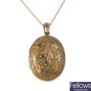 A gold front and back locket.