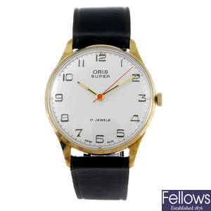 ORIS - a gentleman's gold plated Super wrist watch with another Oris wrist watch.