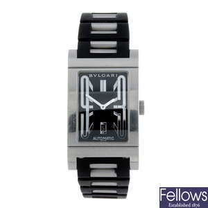 BULGARI - a mid-size stainless steel Rettangolo wrist watch.
