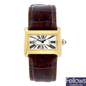 CARTIER - an 18ct gold Tank Divan wrist watch.