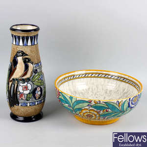 Charlotte Rhead bowl and Czech vase