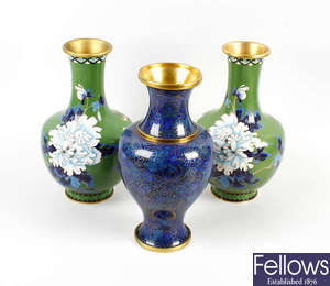 A group of cloisonne vases