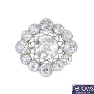 An early 20th century platinum and gold diamond brooch.