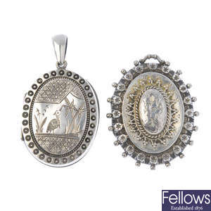 Two late Victorian silver lockets.