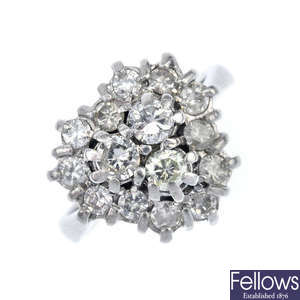 A diamond trefoil cluster ring.