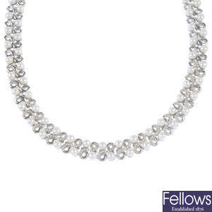 CHANTECLER - a cultured pearl and diamond necklace.