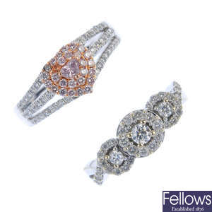 Two 18ct gold diamond dress rings. 