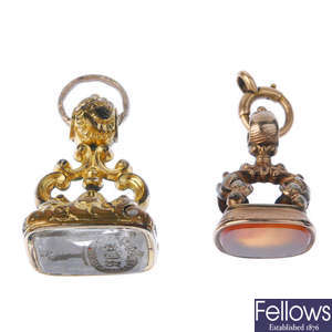 Two late 19th century fob seals.