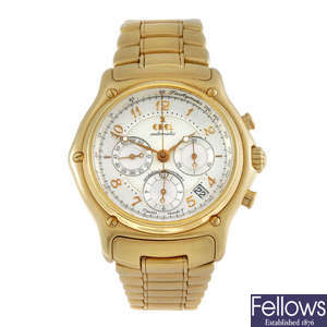 EBEL - a gentleman's 18ct yellow gold Le Modulor chronograph bracelet watch.