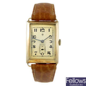ROLEX - a 9ct yellow gold gentleman's wrist watch.
