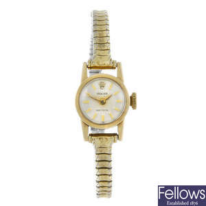 ROLEX - a lady's 9ct yellow gold Precision bracelet watch.
