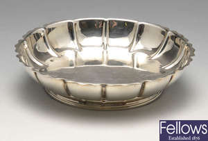 An early 20th century lobed silver dish.