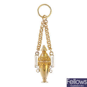 A late Victorian gold Etruscan revival pendant.