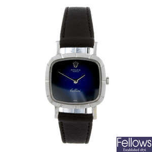 ROLEX - a lady's white metal Cellini wrist watch.