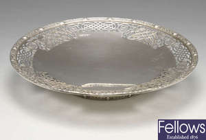 A 1930's silver dish with Celtic decoration.