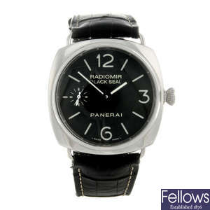 PANERAI - a gentleman's stainless steel Black Seal PAM183 wrist watch.