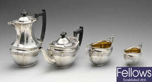 A George V four piece silver tea set. 