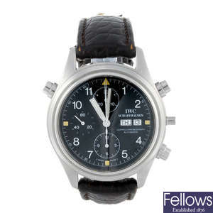 IWC - a gentleman's stainless steel Der Doppelchronograph wrist watch.