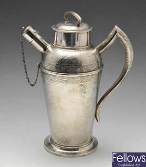 A Chinese export silver cocktail shaker.