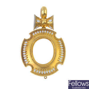 E. W. STREETER - a late 19th century 18ct gold enamel pendant