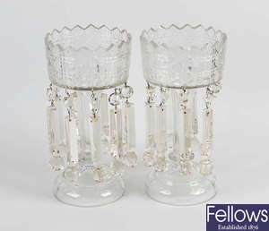 A pair of cut glass lustres