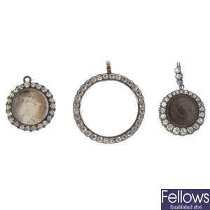 Three late 19th to early 20th century paste pendants.