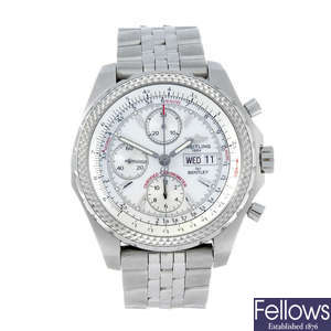 BREITLING - a gentleman's stainless steel Breitling for Bentley GT chronograph watch.