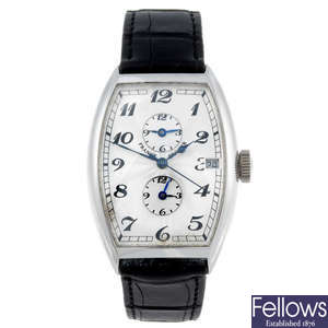 FRANCK MULLER - a gentleman's 18ct white gold Master Banker Triple Time Zone wrist watch.