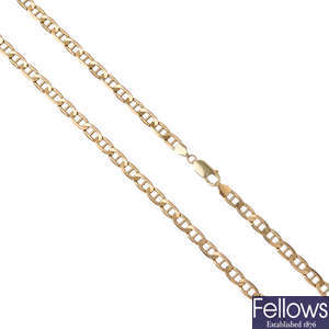 A 9ct gold anchor-link chain. 