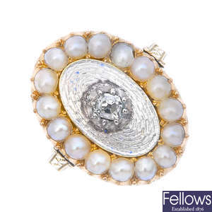 A diamond and split pearl dress ring.
