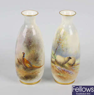 Two Royal Worcester hand painted vases