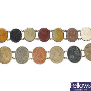 A selection of lava cameo jewellery.