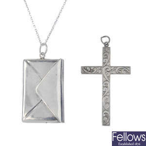A selection of silver and white metal  jewellery and accessories.