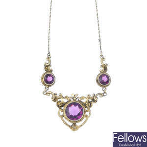 A paste necklace and a gem-set pendant.