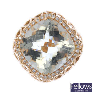 A prasiolite and diamond dress ring.