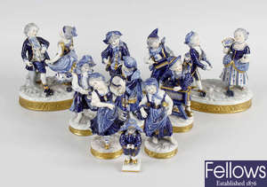 A large group of German porcelain figurines