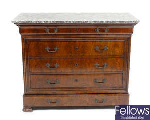 A 19th century marble topped mahogany chest of drawers 