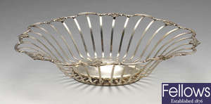 An Italian openwork silver basket, etc.
