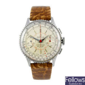 BREITLING - a gentleman's stainless steel Chronomat chronograph wrist watch.

