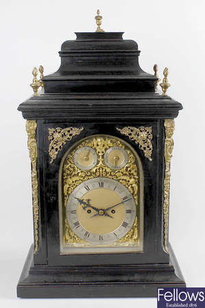 A good late 19th century ebonised fusee bracket or table clock