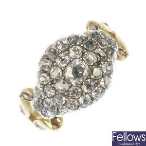 A Georgian silver and gold, diamond cluster ring.