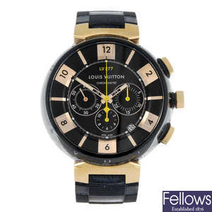 (401176) 
LOUIS VUITTON - a gentleman's stainless steel chronograph wrist watch.