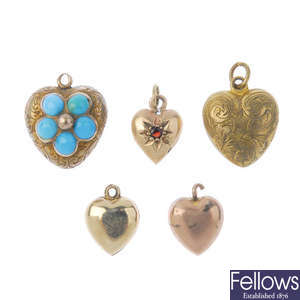 A selection of twelve heart charms/pendants.