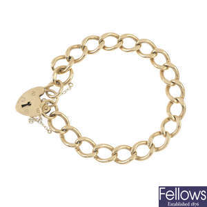 A 9ct gold curb-link bracelet.