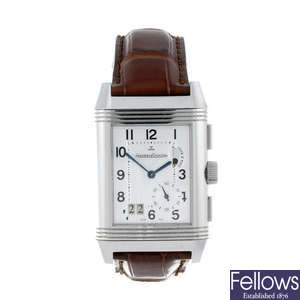 (179326) JAEGER-LECOULTRE - a gentleman's stainless steel Reverso Grande Gmt wrist watch.