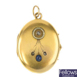 An early 20th century Russian gold sapphire and diamond locket.