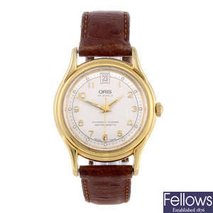 ORIS - a gentleman's gold plated wrist watch with an Oris Star wrist watch and an Oris pocket watch.