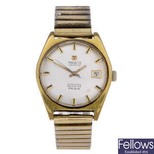 TISSOT - a gentleman's gold plated Visodate PR516 bracelet watch with a Tissot Seastar watch head.